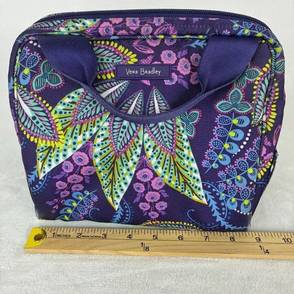 Vera Bradley Lunch Bag Batik Leaves - Purple Paisley Floral Insulated Zip Tote